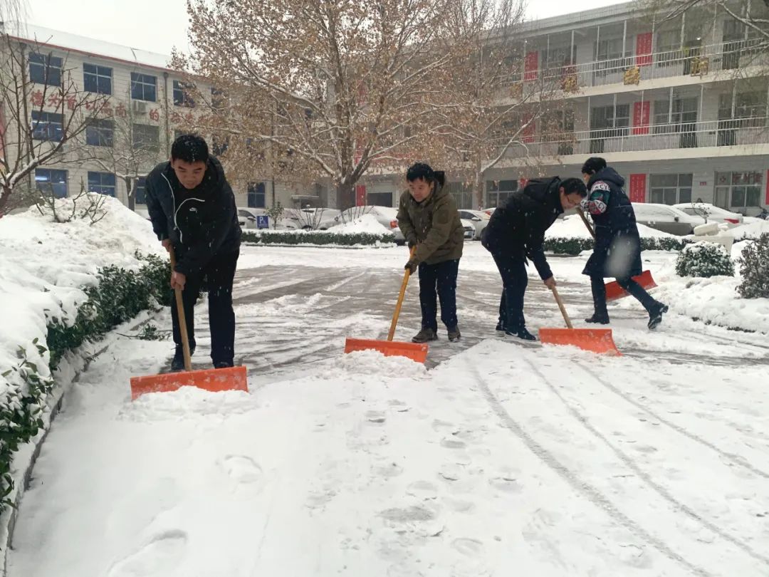 党员干部带头干，一中师生除雪忙——记我校今冬首轮扫雪除冰大会战